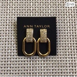Ann Taylor Gold Pave Drop Earrings